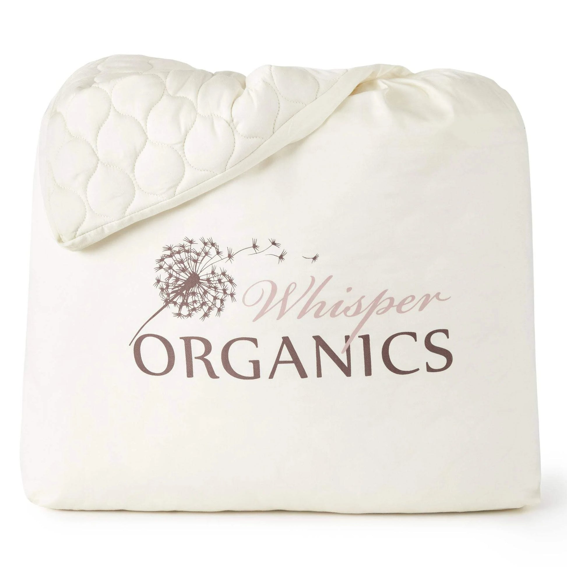 Whisper Organics 100% Cotton Organic Mattress Protector, 300TC Mattress Pad, Queen size, Ivory