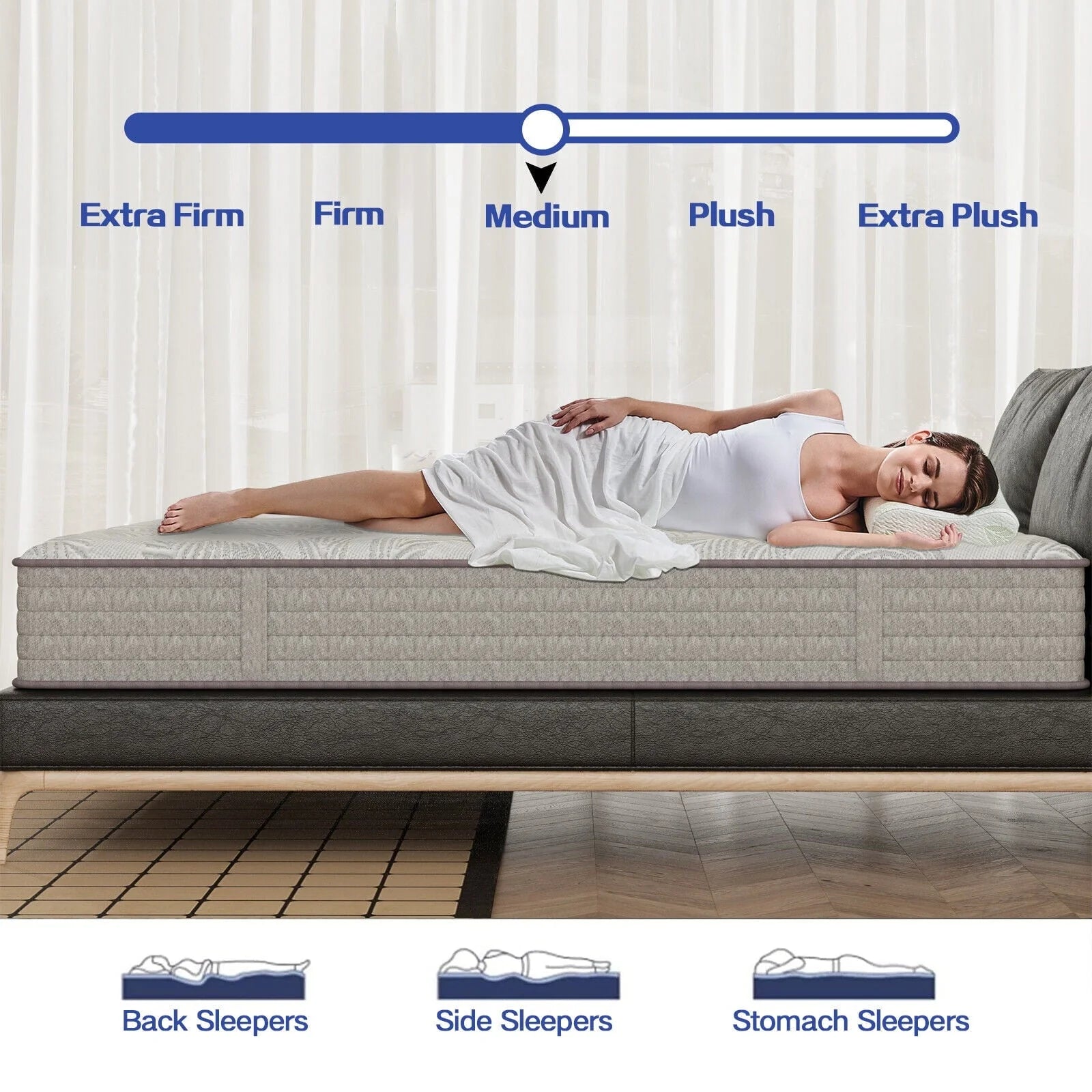 KOW® 12 inch Queen Size Gel Memory Foam Mattress in a box,Medium Firm,Pressure Relief,5 Zones Support,Egde Support