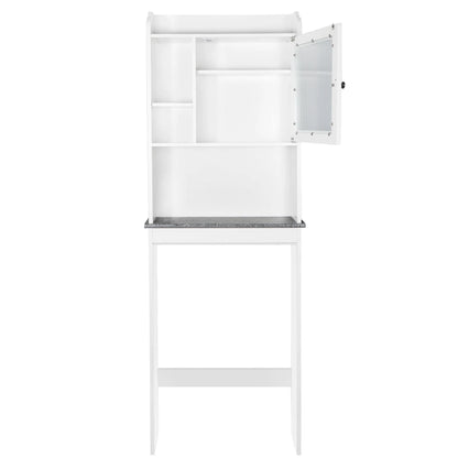 ZenSports Over The Toilet Storage Cabinet Organizer Bathroom Space Saver W/Adjustable Shelves, White