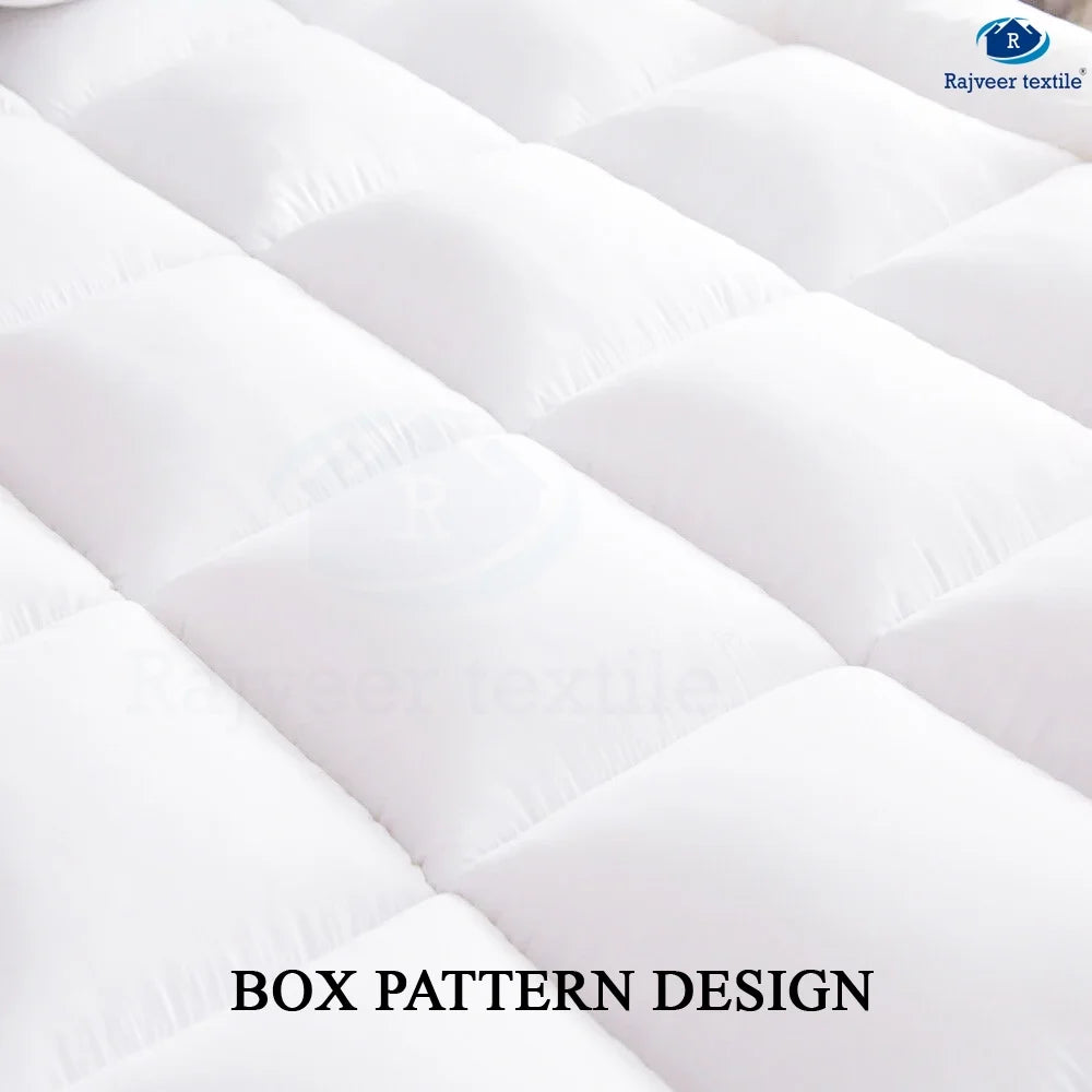 Twin Size- 1 Piece 800 GSM Down Alternative 3 Inch Thick Upto 15" Deep Pocket Fitted Mattress Topper Protector Extra Soft Comfortable Sleep for All Season- Twin(39X75 Inche), White