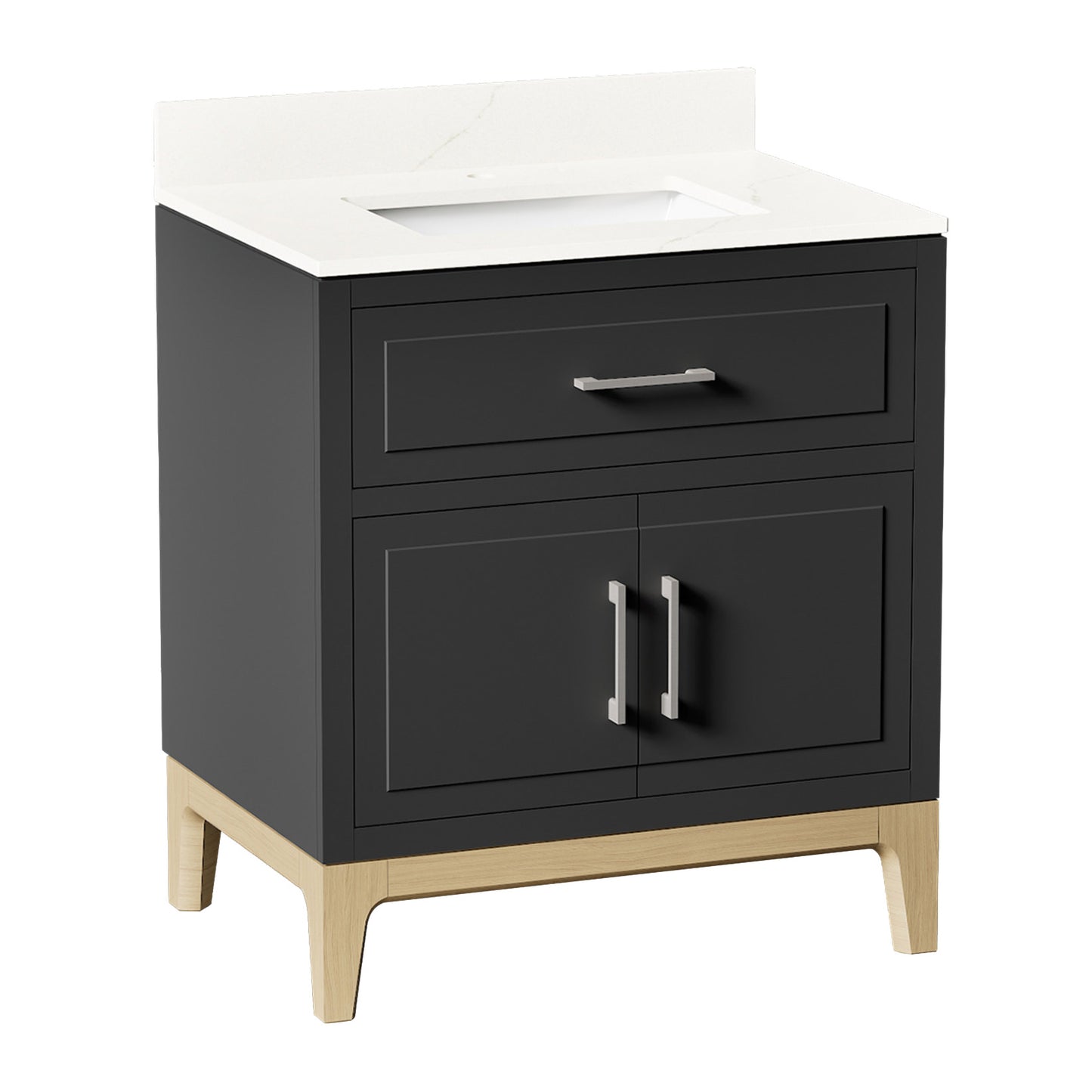 Tio Bathroom Vanity Cabinet with Sink and Quartz Top in Gray