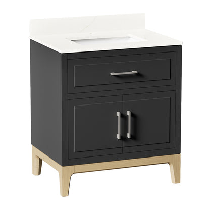 Tio Bathroom Vanity Cabinet with Sink and Quartz Top in Gray