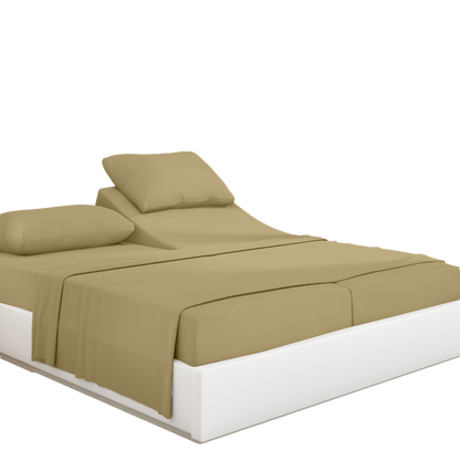 PRATYUX Split Queen 7-PC Bed Sheet Set (4-Pillowcases) 400-Thread Count 100% Egyptian Cotton Soft Breathable, 18" Deep Pockets - Black