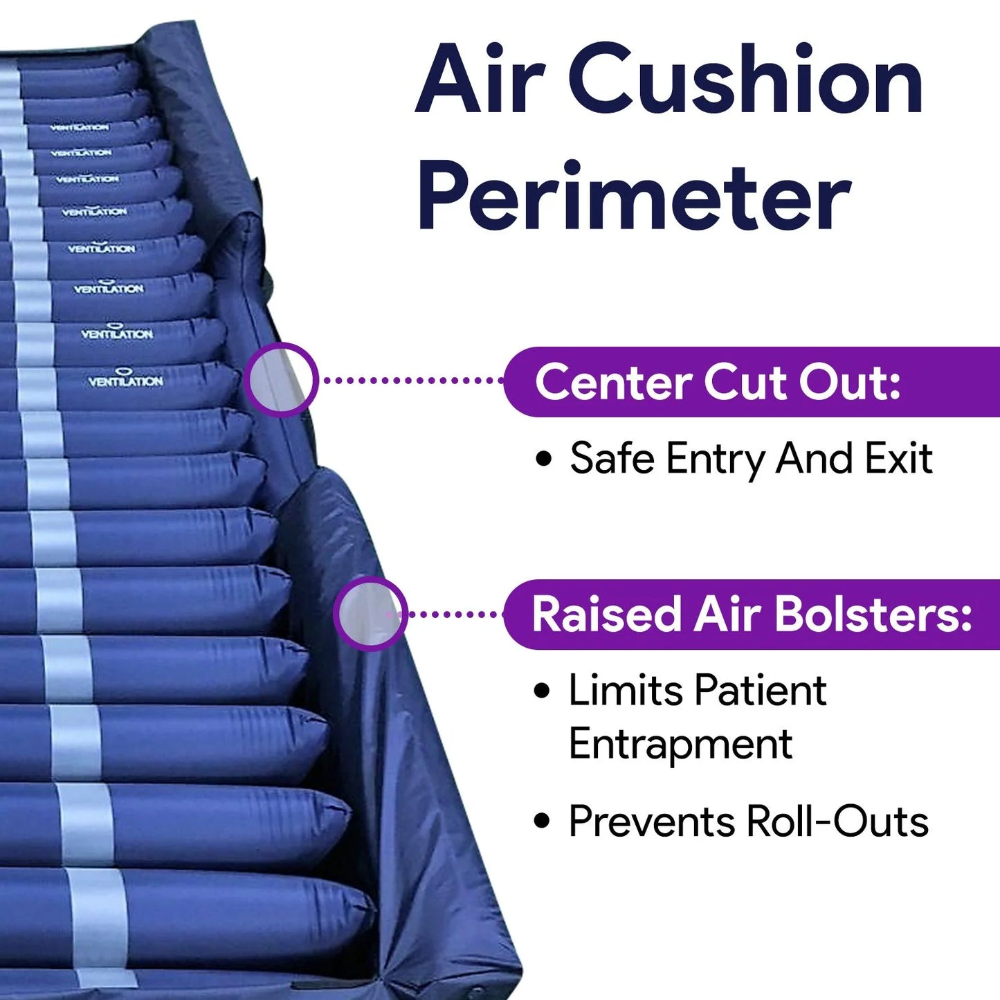 Proheal Bariatric True Low Air Loss Alternating Pressure Air Mattress with Pump & Side Air Perimeter - 42° x 80° x 8/11"