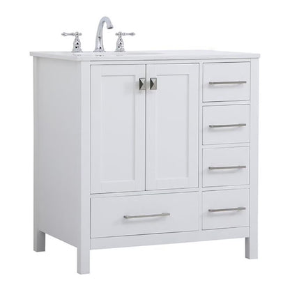 Elegant Decor Irene 32" Solid Wood and Stone Single Bathroom Vanity in White