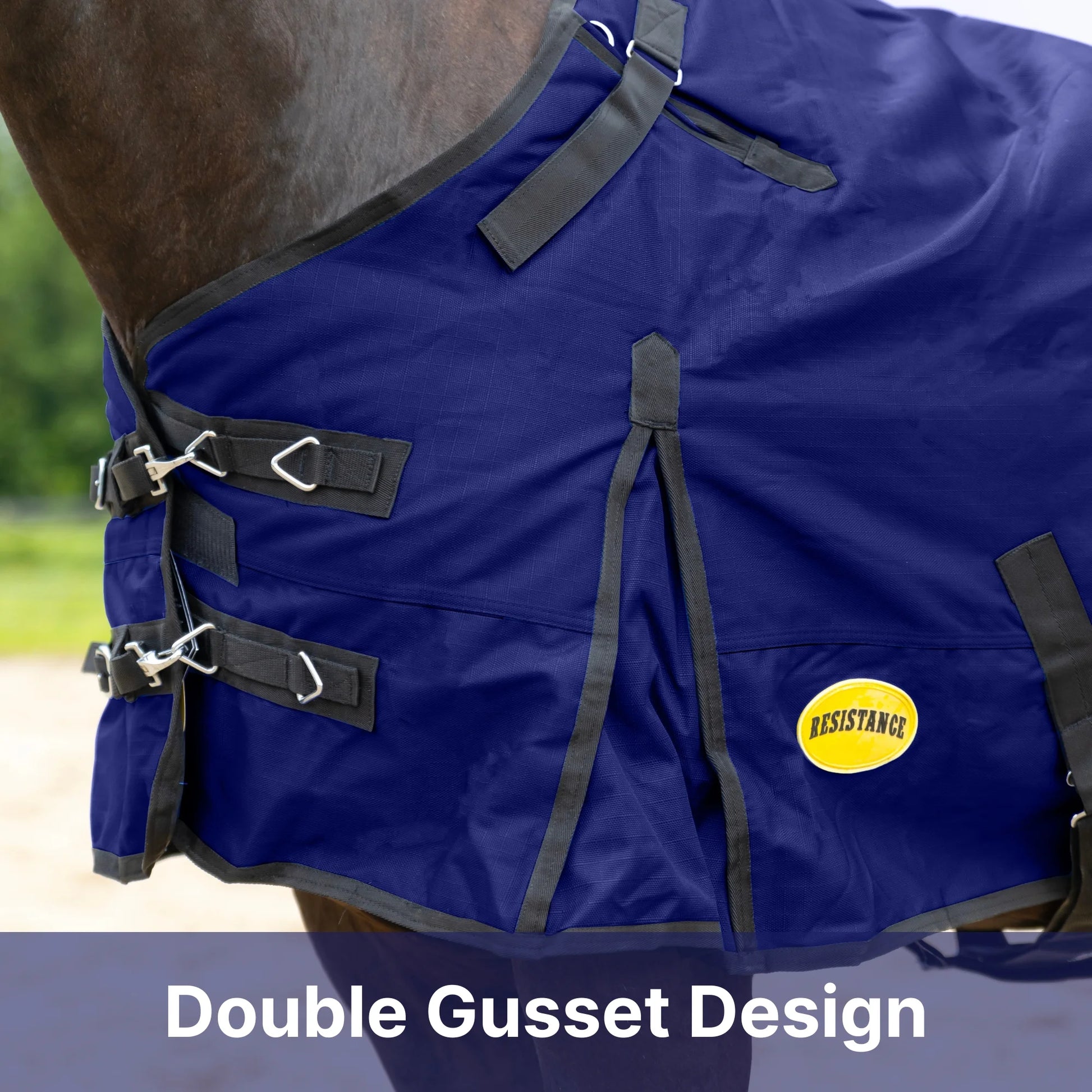 RESISTANCE Premium 1680D Waterproof Horse Turnout Blanket with 300g Polyfill & Adjustable Buckle Closure