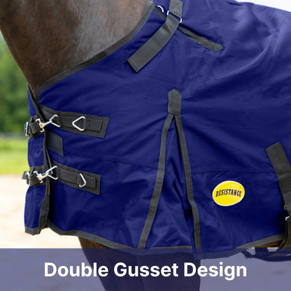 RESISTANCE Premium 1680D Waterproof Horse Turnout Blanket with 300g Polyfill & Adjustable Buckle Closure