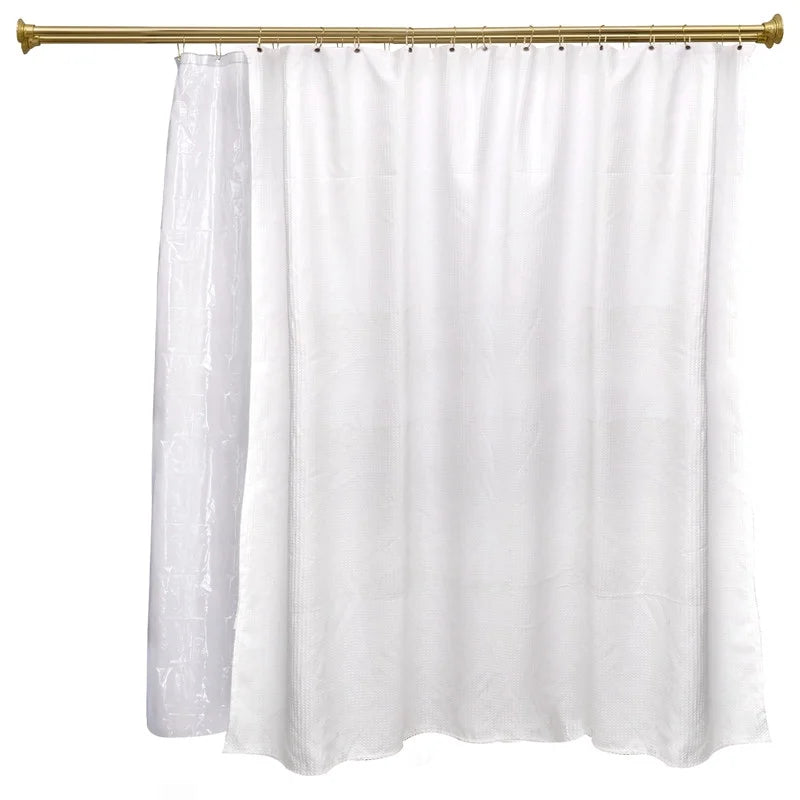 Utopia Alley Adjustable 72-In Double Shower Curtain Tension Rods - Rust-Proof Aluminum with Rubber End Cap, Easy Installation - Extendable, No Drilling, With Shower Liner and Hooks, Gold