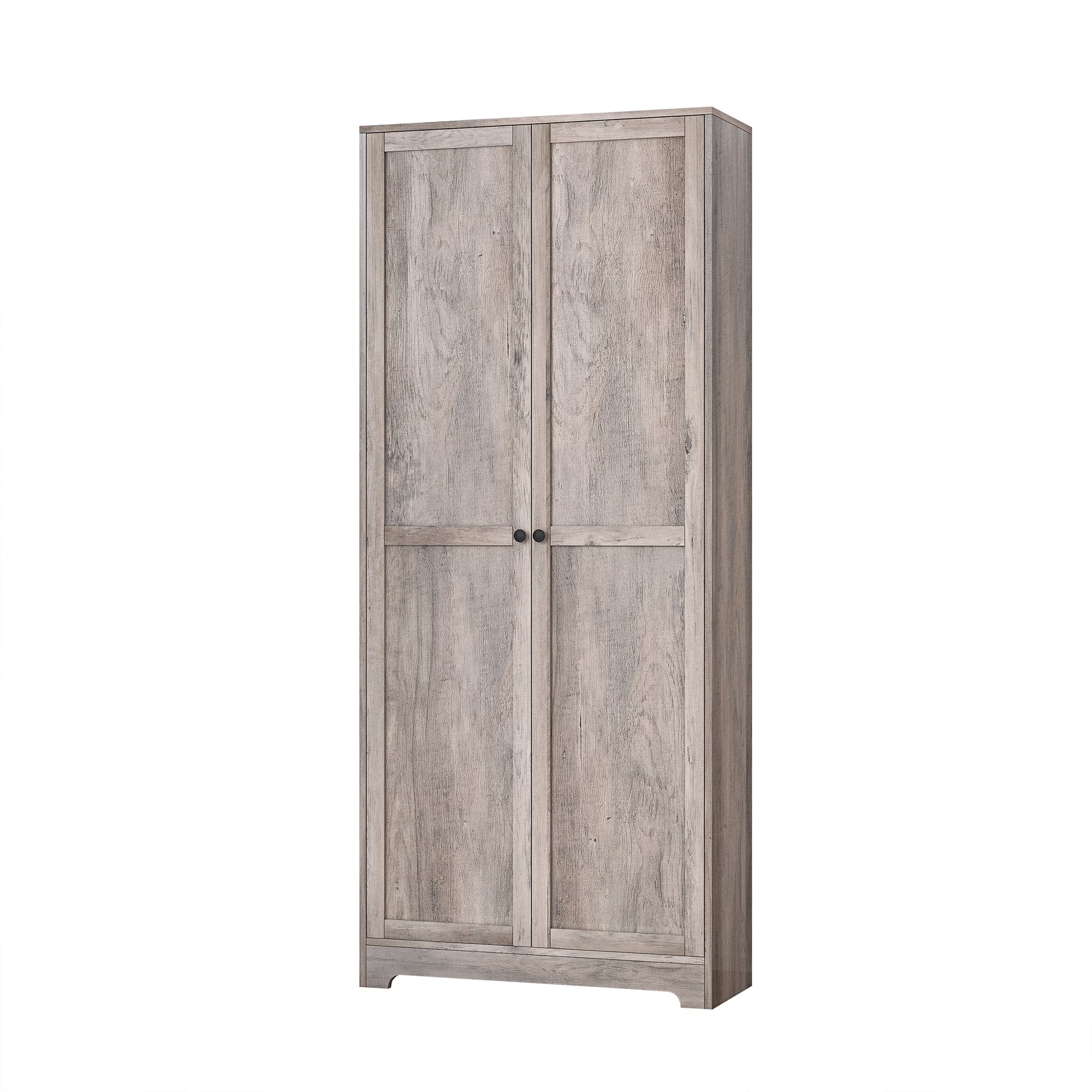 UBesGoo 72" Traditional Freestanding Kitchen Pantry Cabinet Wardrobe Armoire with 4 Adjustable Shelves, White