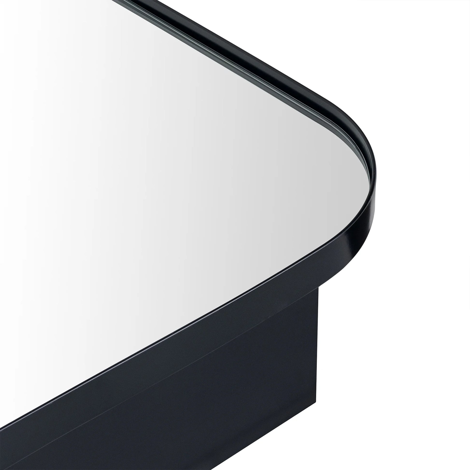 TEHOME Black Rectangle Long Recessed and Surface Mount Stainless Steel Metal Framed Rounded Rectangular Bathroom Cabinet with Mirror 20x40''