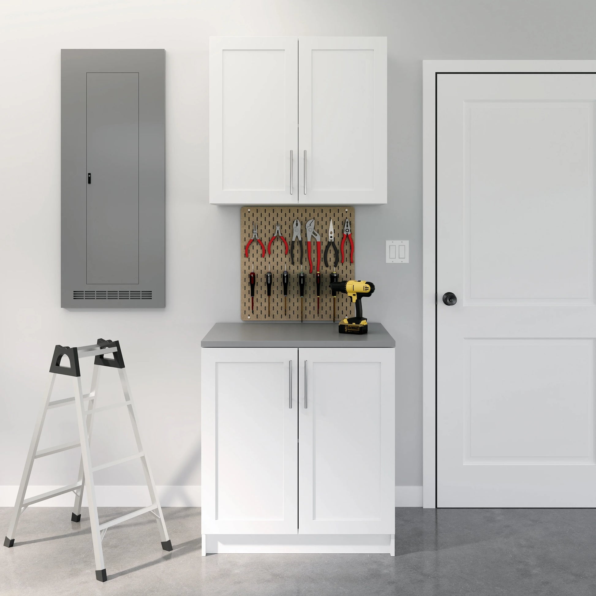 Prepac Elite 32" H Wall Cabinet with Panel Doors, White Storage Cabinet, Bathroom Cabinet, Pantry Cabinet with with 1 Adjustable Shelf 12.75" D x 32" W x 30" H, WSUR-1003-1