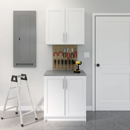 Prepac Elite 32" H Wall Cabinet with Panel Doors, White Storage Cabinet, Bathroom Cabinet, Pantry Cabinet with with 1 Adjustable Shelf 12.75" D x 32" W x 30" H, WSUR-1003-1