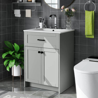 Costway Bathroom Vanity Unit with Basin Under Sink Bathroom Storage Cabinet Freestanding