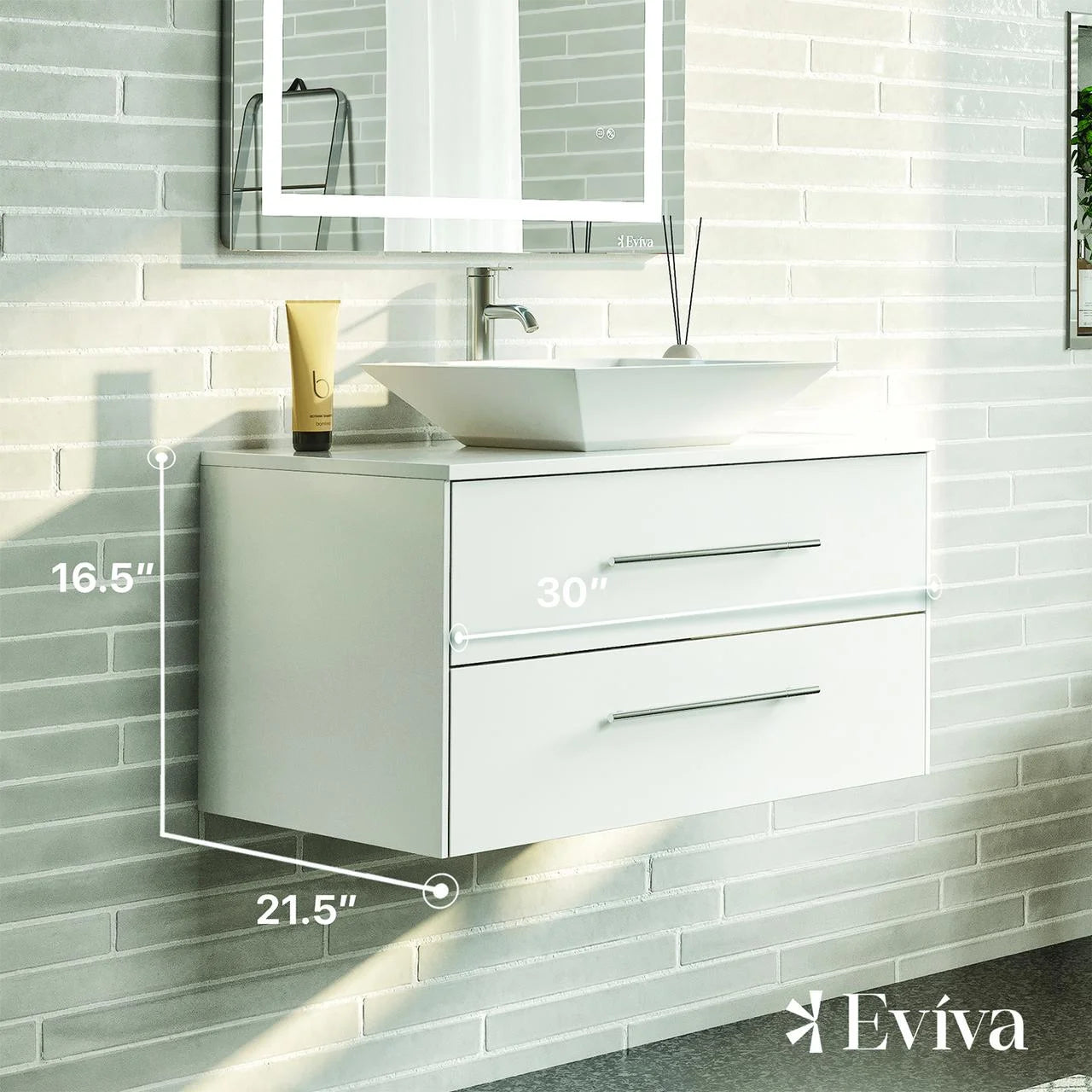 Totti Wave 30" Espresso Modern Bathroom Vanity w/Super White Man-Made Stone Top & Sink