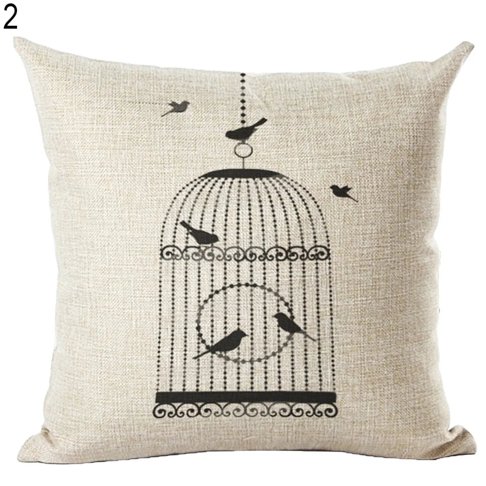 Yirtree Porch Patio Birds Throw Pillow Covers for Spring Farmhouse Decoration Outdoor Furnitures Dcor Decorative Cushion 18x18