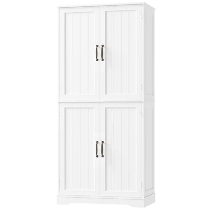 Homfa 71'' Bathroom Cabinet with 6 Storage Shelves, Freestanding Wooden Linen Cabinet for Living Room, White