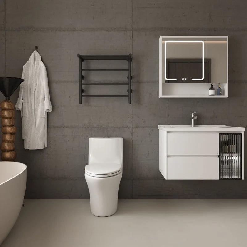 Albriya A1878 Modern One Piece Toilet, Standard Bathroom Toilet Power Dual Flush 1.1/1.6 GPF with Comfortable Seat ADA Height 16 1/2’ 12’Rough-In, MaP 1000g, Glossy White