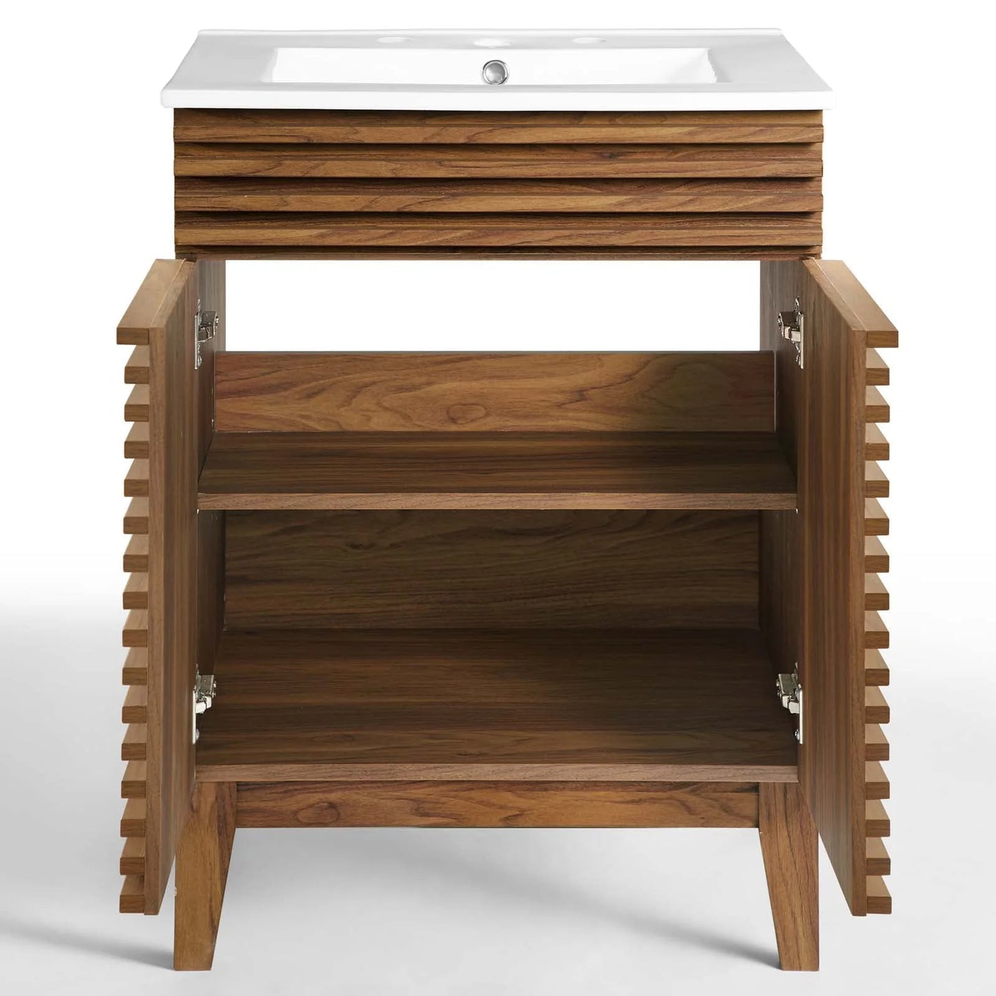Modway Render Bathroom Vanity in Walnut White