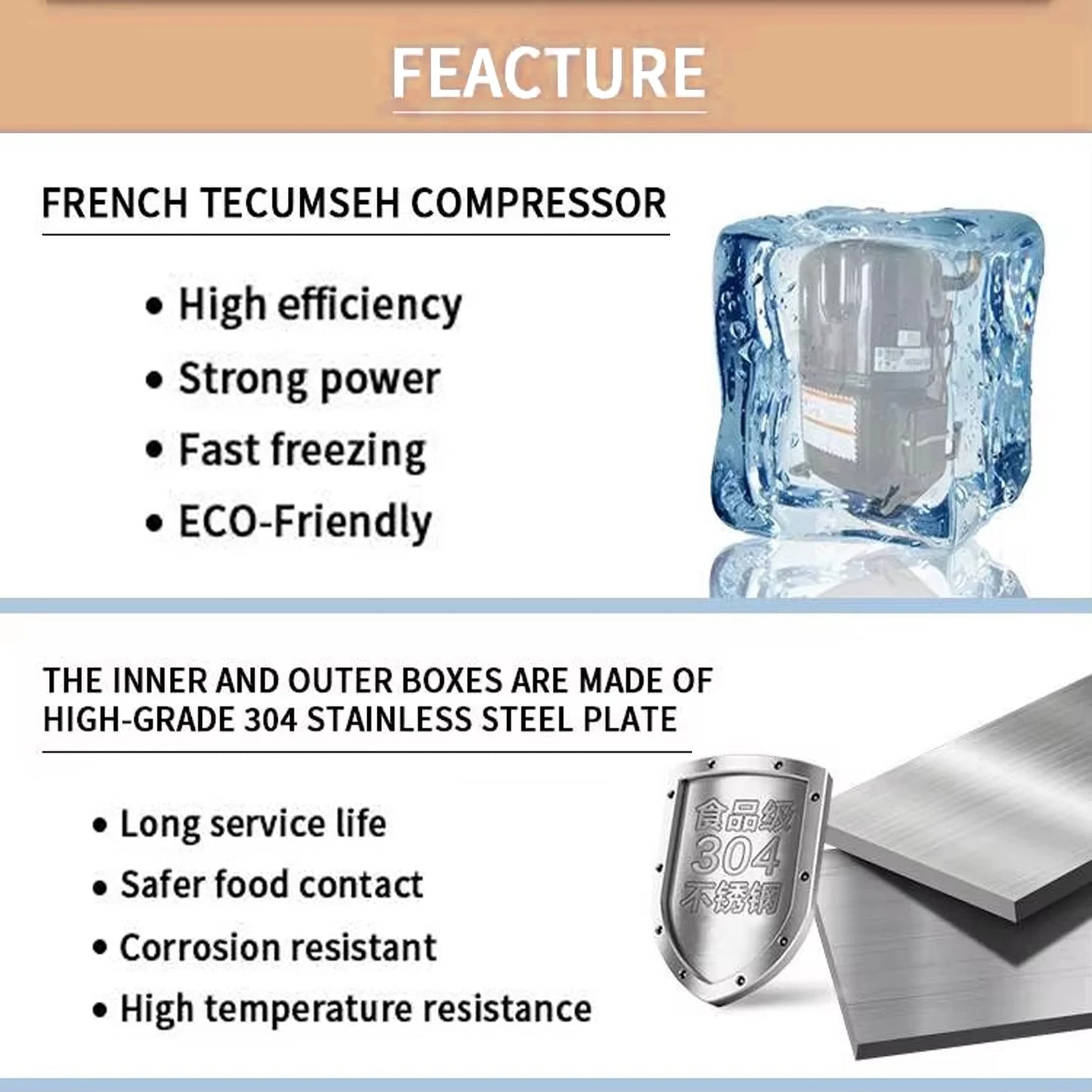 Kolice Commercial 5 Trays Blast Chiller & Freezer, Chest Freezer, Shock Freezer with Food Probe,Lowest temp: -40° F for Restaurant,Bakery,School,Hotel