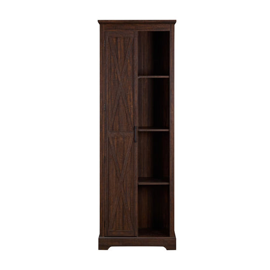 Kselythan 74" Tall Storage Cabinet, Large Kitchen Pantry with Barn Door and Opening Shelves, Freestanding Cabinet for Kitchen Bathroom Living Room
