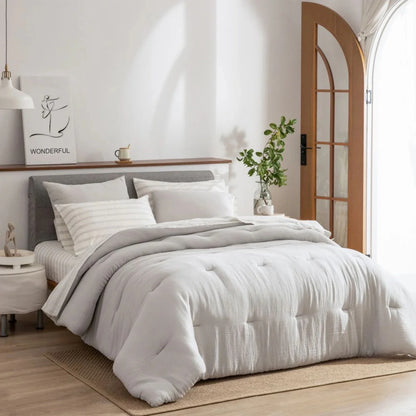 Wonderful Bedding Dreamy Gauze Cotton 7-Piece Comforter Set Back Striped
