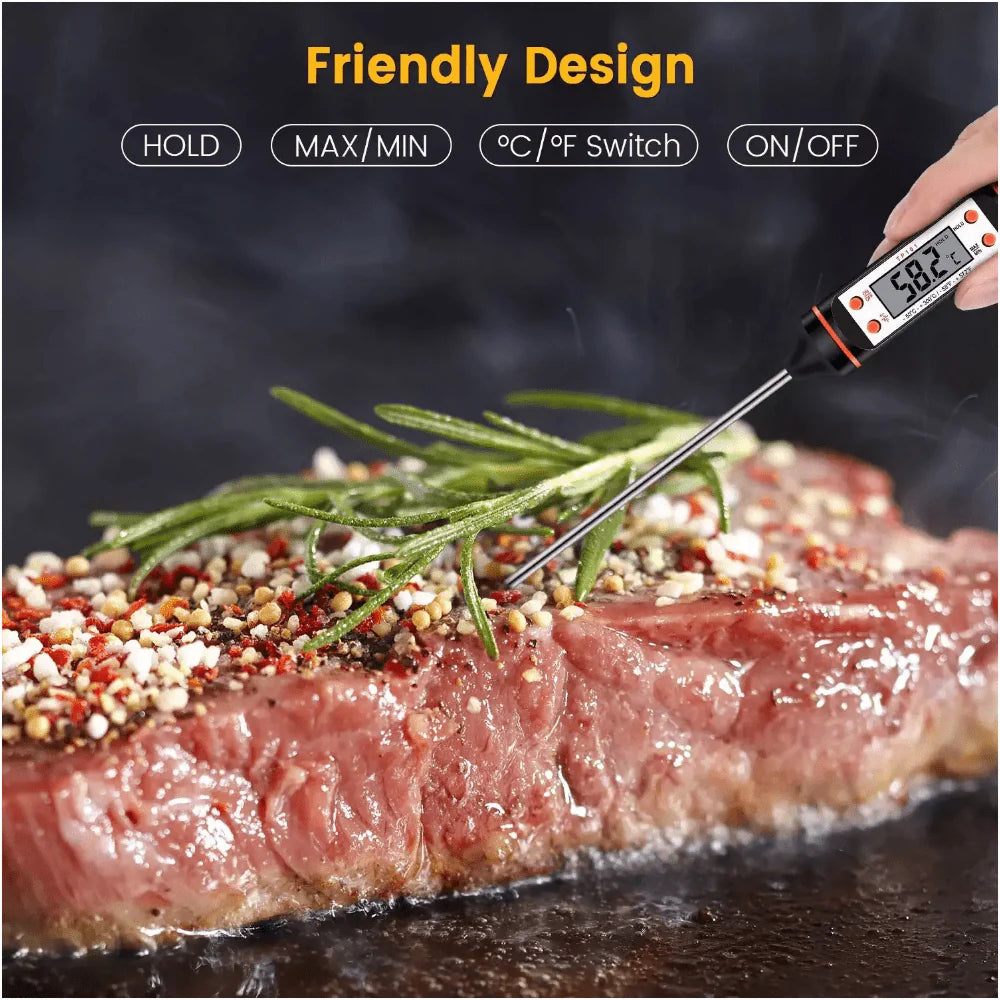 Meat Thermometer,Instant Read Digital Cooking Thermometer,Electronic Food Thermometer with Super Long Probe for Kitchen,Milk,Candy,BBQ and Grill
