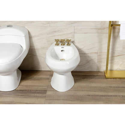 Kingston Brass KB327AX Victorian Three-Handle Bidet Faucet with Brass Pop-Up, Brushed Brass
