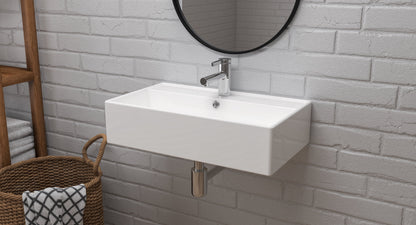 Meje 21.7x 12.5×5.3 inch Rectangle Bathroom Ceramic White Countertop Vanity Sink Glossy Finish