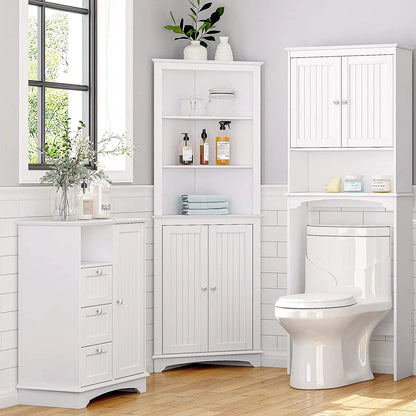 Spirich Home Bathroom Shelf Over-The-Toilet, Bathroom SpaceSaver, Bathroom Storage Cabinet Organizer, White
