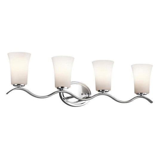 4 Light Bath Vanity Approved For Damp Locations With Transitional Inspirations 32.25 Inches Wide-Brushed Nickel Finish-Incandescent Lamping Type