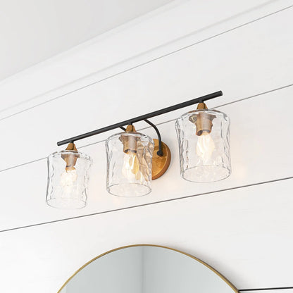 Aiwen Gold Brushed Crystal Vanity Light Fixture 3-Light Modern Bathroom Light Fixture over Mirror Vintage Wall Sconce