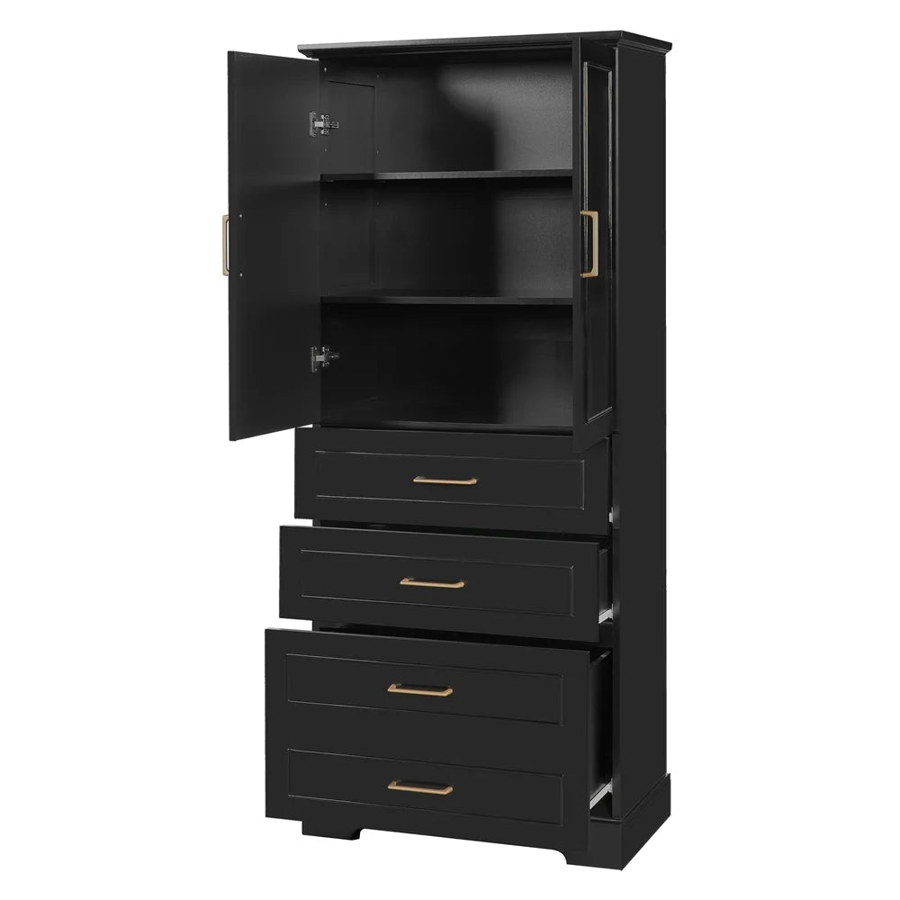 WGYPRIME 72.2'' Tall Bathroom Storage Cabinet, Freestanding Bathroom Floor Cabinet with 1 Doors and 3 Drawers, Modern Elegant Style Floor Cabinet w/Adjustable Shelf