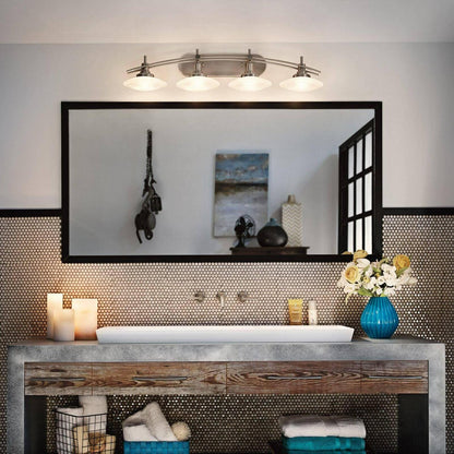 4 Light Bath Vanity Approved For Damp Locations With Contemporary Inspirations 40 Inches Wide Kichler Lighting 6464Ni