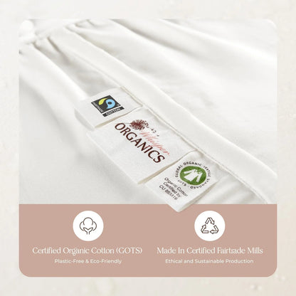 Whisper Organics 100% Cotton Organic Mattress Protector, 500TC Mattress Pad, Twin size, White