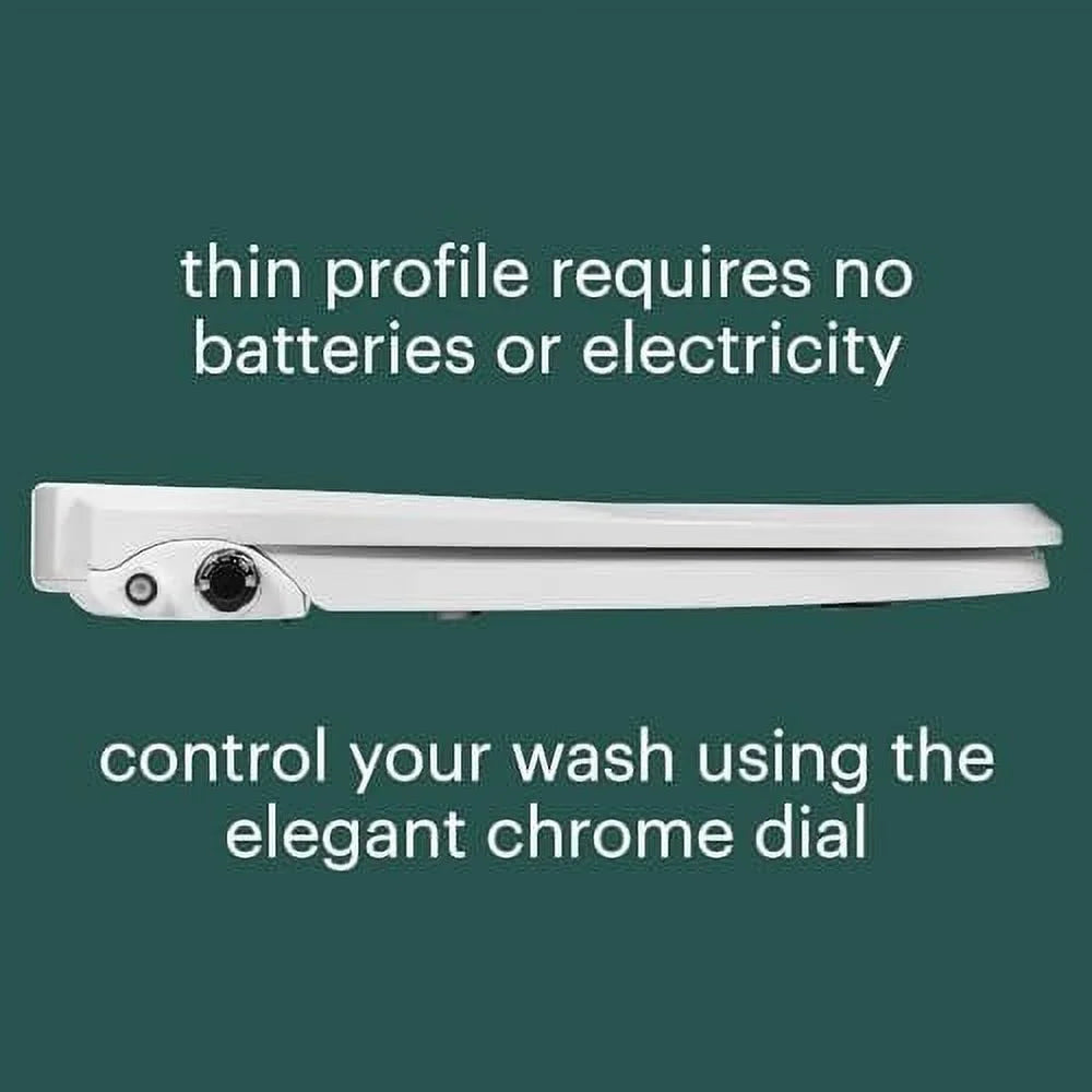 Brondell Bidet Toilet Seat Non-Electric Swash Ecoseat, Fits Elongated Toilets, White - Dual Nozzle System, Ambient Water Temperature - Bidet with Easy Installation