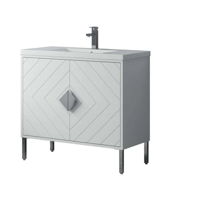 Tennant Brand 24" Modern White Bathroom Vanity with White Acrylic Top