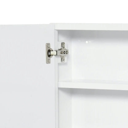 Spaco Bathroom Mirrored Cabinet with Double Doors, 24"x22" Steel Frame Medicine Cabinet, Wall-Mounted Storage Organizer, White