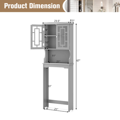 Gymax Grey Bathroom Over The Toilet Space Saver Storage Cabinet Organizer Shelf