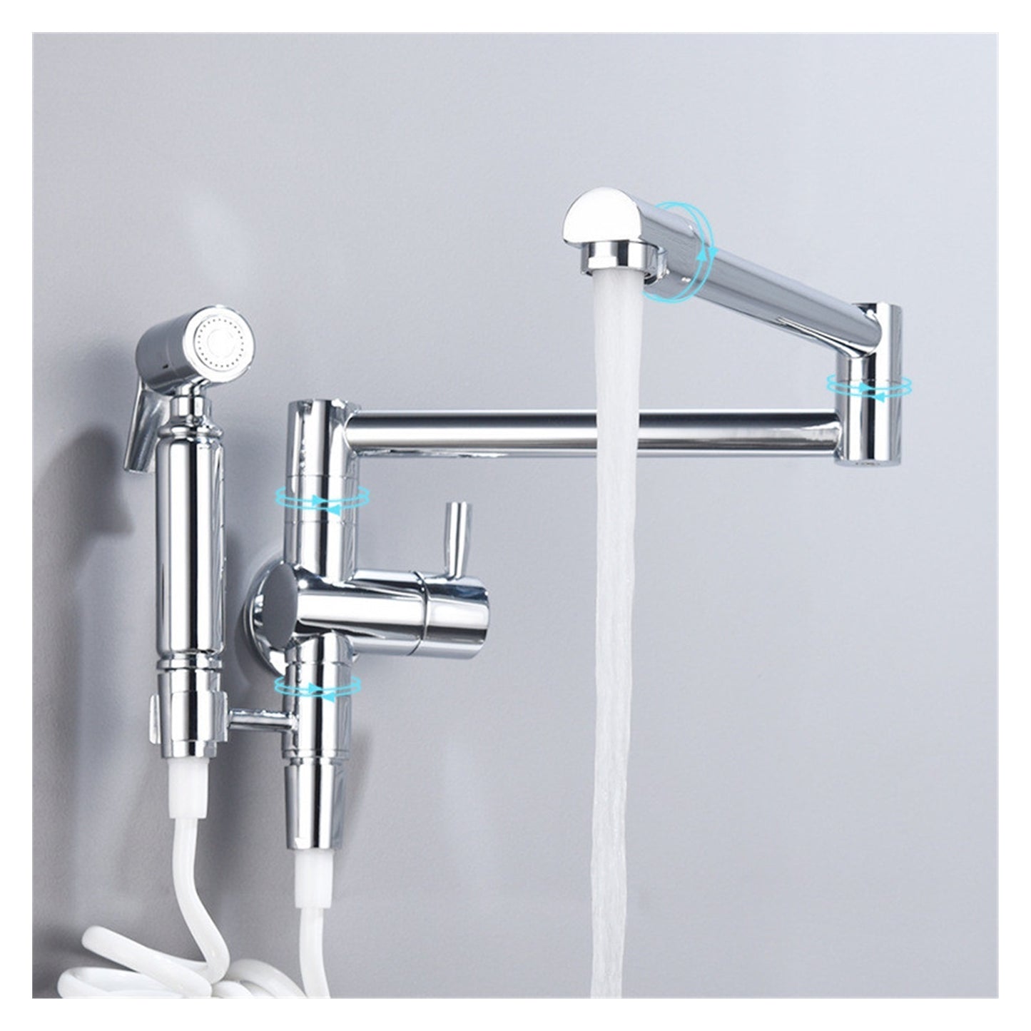 Pot Filler Tap Wall Mounted Foldable Kitchen Faucet With Bidet Sprayer Cold Bidet Faucet Sink Tap Rotate Folding Spout ,Effortless Installation