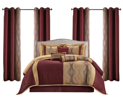 Lanco Black Silver Comforter Set , California King Size , 7 Pieces Fashion Jacquard Bedding Set