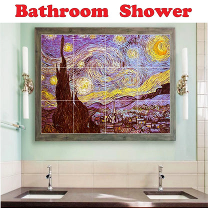 Ceramic Tile Mural-Hermanus Koekkoek Ships Bathroom Tile Mural 1. 17" w x 12.75" h using (12) 4.25 x 4.25 ceramic tiles