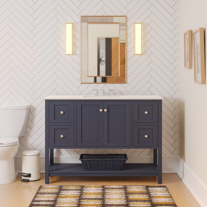 Lakeshore 48" Bathroom Vanity with White Cabinet and Engineered White Top