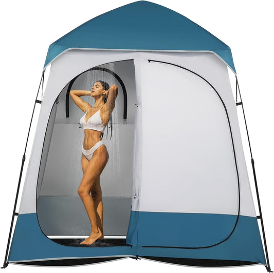 JWRWEF Oversized 2-Room Shower Tent – 7.5FT Extra-Wide Pop-Up Privacy Shelter, 5000mm Waterproof & Windproof Changing Room for Camping, Dressing, Toilet, Bathroom