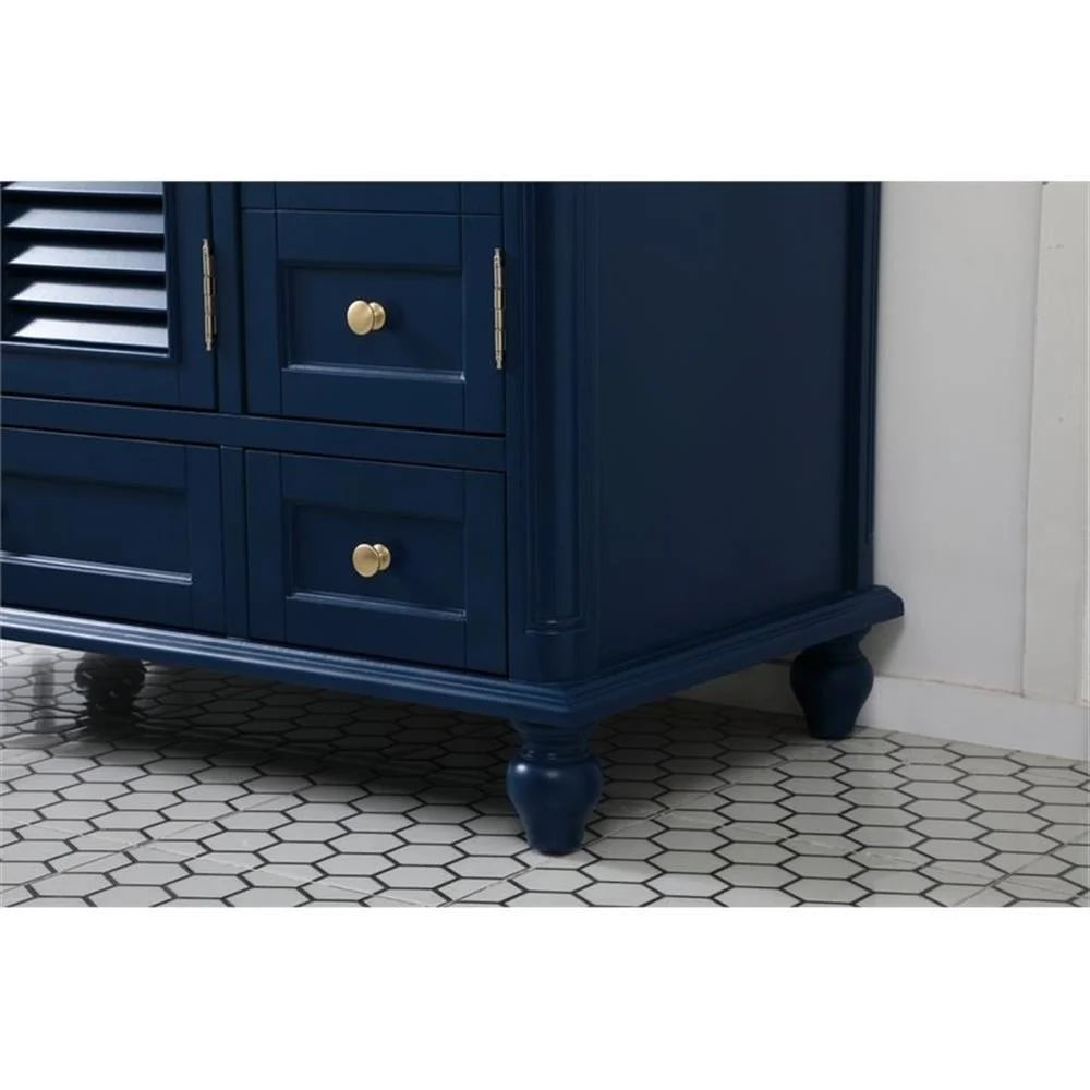 Elegant Decor Rhodes 42" Coastal Solid Wood Single Bathroom Vanity in Blue