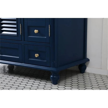 Elegant Decor Rhodes 42" Coastal Solid Wood Single Bathroom Vanity in Blue