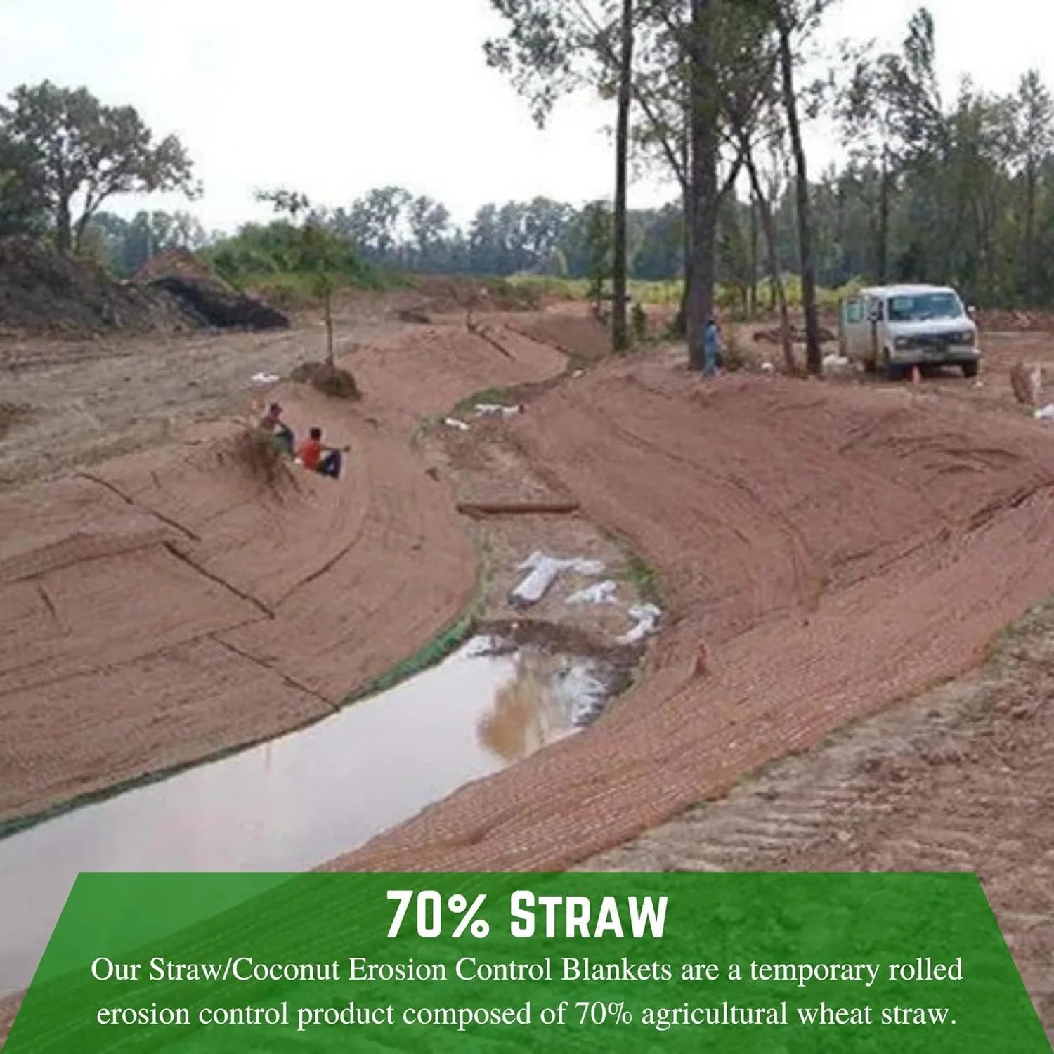 Erosion Control Blanket - Straw/Coconut Erosion Control Blanket, Coconut Garden and Landscape Cover, Erosion Control Blanket, Straw Blanket, Erosion Control, Mulch, Slope Stabilizer