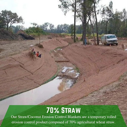 Erosion Control Blanket - Straw/Coconut Erosion Control Blanket, Coconut Garden and Landscape Cover, Erosion Control Blanket, Straw Blanket, Erosion Control, Mulch, Slope Stabilizer