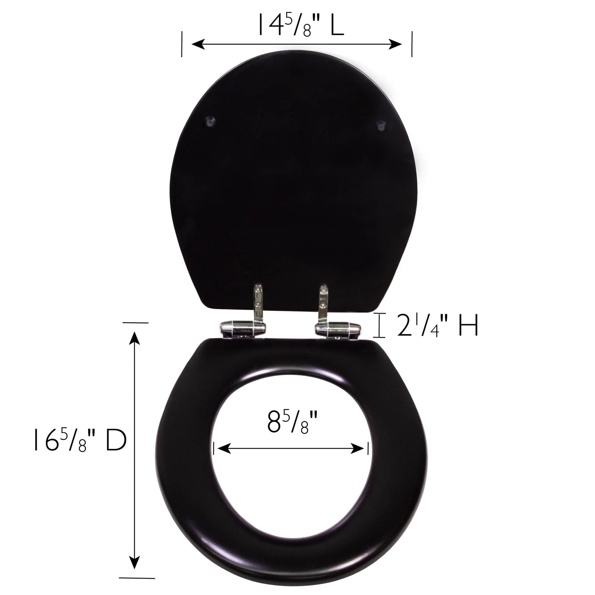 Dalton Toilet Seat Round Soft Close Black Rustic Wooden Round Standard Toilet Seat for Bathroom Design House, 561241-BLK