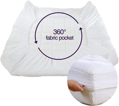Queen Size Mattress Pad Pillow Top Mattress Cover Quilted Fitted Mattress Protector Cotton Top Stretches up 8-21" Deep Pocket Cooling Mattress Topper (60x80 inch, White)