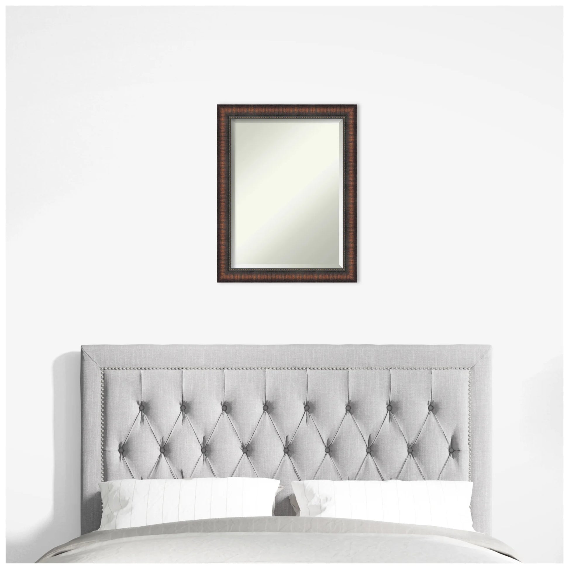 Amanti Art Caleb Brown Beveled Bathroom Wall Mirror